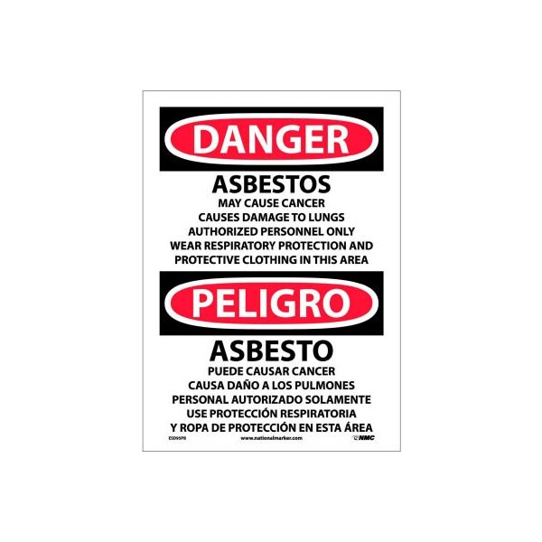 Bilingual Vinyl Sign - Danger Asbestos Cancer And Lung Disease Hazard